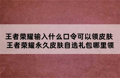 王者荣耀输入什么口令可以领皮肤 王者荣耀永久皮肤自选礼包哪里领